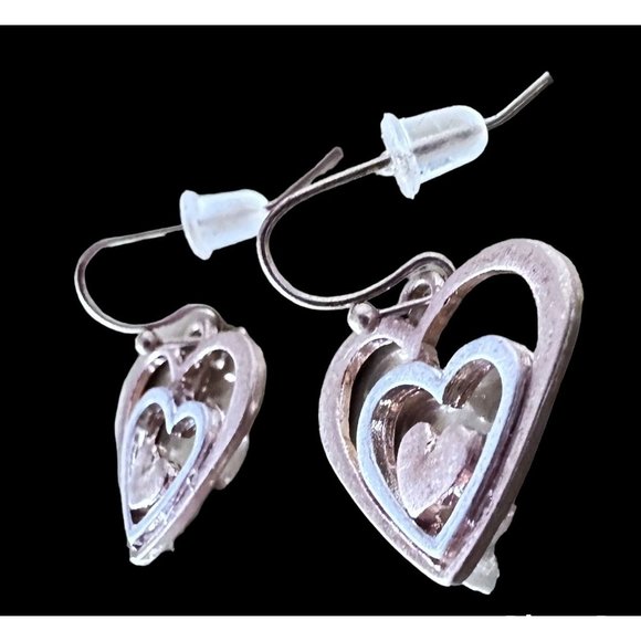 Handmade Heart Earrings  Valentine' s Open Cut Triple Designs Dangle Hoo… - Picture 4 of 12
